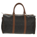 Christian Dior Honeycomb Canvas Boston Bag PVC Black Gold Auth am9211-2