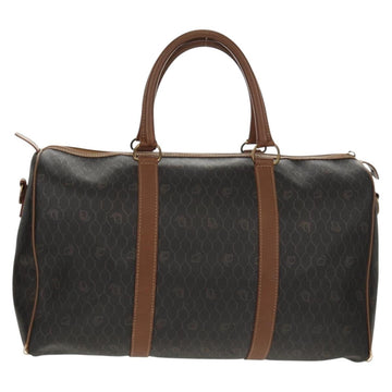 Christian Dior Honeycomb Canvas Boston Bag PVC Black Gold Auth am9211 - 0