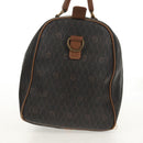 Christian Dior Honeycomb Canvas Boston Bag PVC Black Gold Auth am9211-3