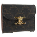 CELINE Triomphe Compact Wallet PVC Black Auth am9212M-1