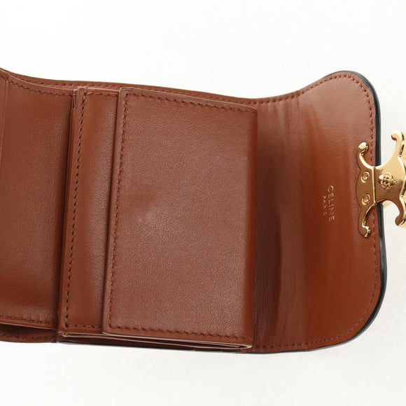 CELINE Triomphe Compact Wallet PVC Black Auth am9212M