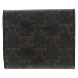 CELINE Triomphe Compact Wallet PVC Black Auth am9212M - 0