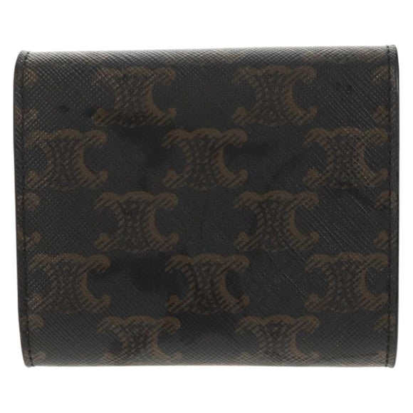 CELINE Triomphe Compact Wallet PVC Black Auth am9212M