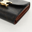CELINE Triomphe Compact Wallet PVC Black Auth am9212M-14