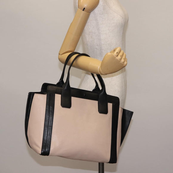 Chloe Alison Tote Bag Leather Pink Black Auth am9218