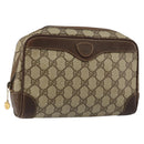 GUCCI GG Supreme Clutch Bag PVC Beige Gold 014 89 0094 Auth am9221-1