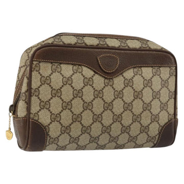 GUCCI GG Supreme Clutch Bag PVC Beige Gold 014 89 0094 Auth am9221