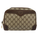 GUCCI GG Supreme Clutch Bag PVC Beige Gold 014 89 0094 Auth am9221-13