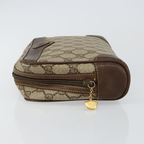 GUCCI GG Supreme Clutch Bag PVC Beige Gold 014 89 0094 Auth am9221