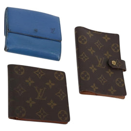LOUIS VUITTON Epi Monogram Wallet 3Set Blue LV Auth am9225