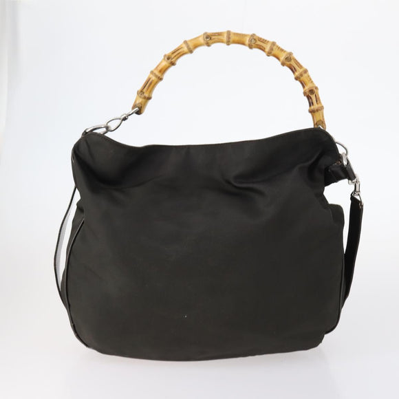 GUCCI GG Canvas Supreme Bamboo Bag Nylon PVC 3Set Beige Black Auth am9227