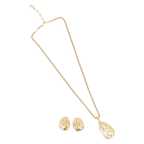 SAINT LAURENT Necklace metal 2 Set Gold Auth am9228