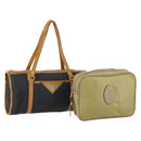 SAINT LAURENT Handtas Leer 2Delig Zwart Goud beige Auth am9229-1