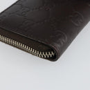 GUCCI GG Canvas Guccissima Wallet Leather Brown Silver 255452 Auth am9231-11