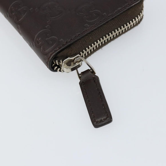 GUCCI GG Canvas Guccissima Wallet Leather Brown Silver 255452 Auth am9231