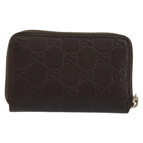 GUCCI GG Canvas Guccissima Wallet Leather Brown Silver 255452 Auth am9231