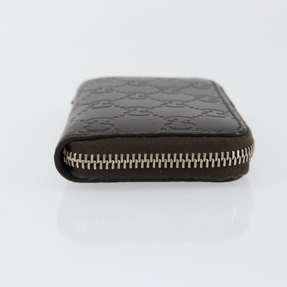 GUCCI GG Canvas Guccissima Wallet Leather Brown Silver 255452 Auth am9231