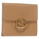 GUCCI Bifold Wallet Leather Outlet Beige Gold Beige 615525 Auth am9232-1
