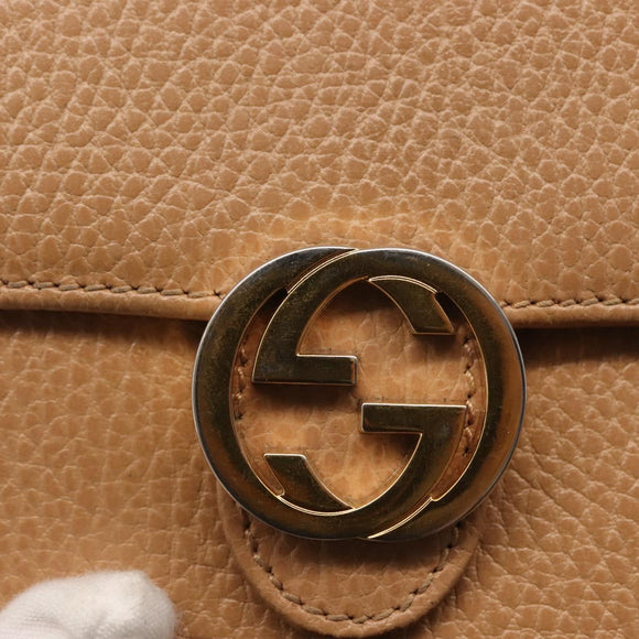 GUCCI Bifold Wallet Leather Outlet Beige Gold Beige 615525 Auth am9232
