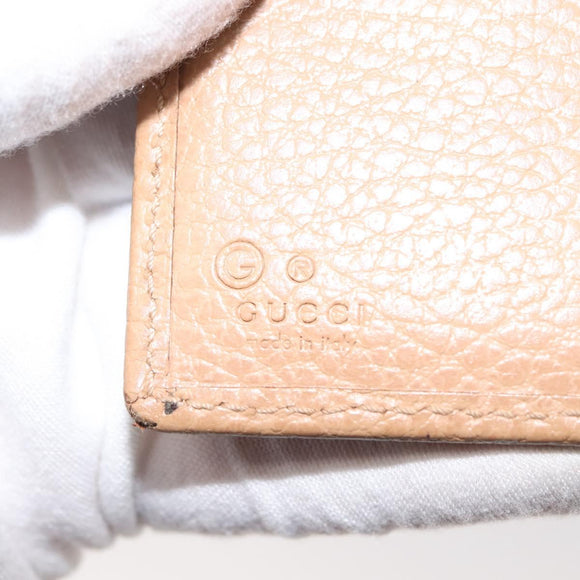 GUCCI Bifold Wallet Leather Outlet Beige Gold Beige 615525 Auth am9232