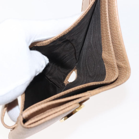 GUCCI Bifold Wallet Leather Outlet Beige Gold Beige 615525 Auth am9232