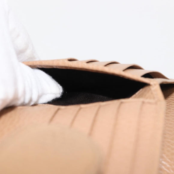 GUCCI Bifold Wallet Leather Outlet Beige Gold Beige 615525 Auth am9232