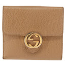 GUCCI Bifold Wallet Leather Outlet Beige Gold Beige 615525 Auth am9232-2