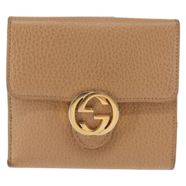GUCCI Bifold Wallet Leather Outlet Beige Gold Beige 615525 Auth am9232 - 0