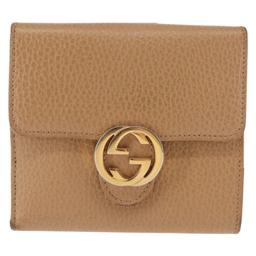 GUCCI Bifold Wallet Leather Outlet Beige Gold Beige 615525 Auth am9232 - 0