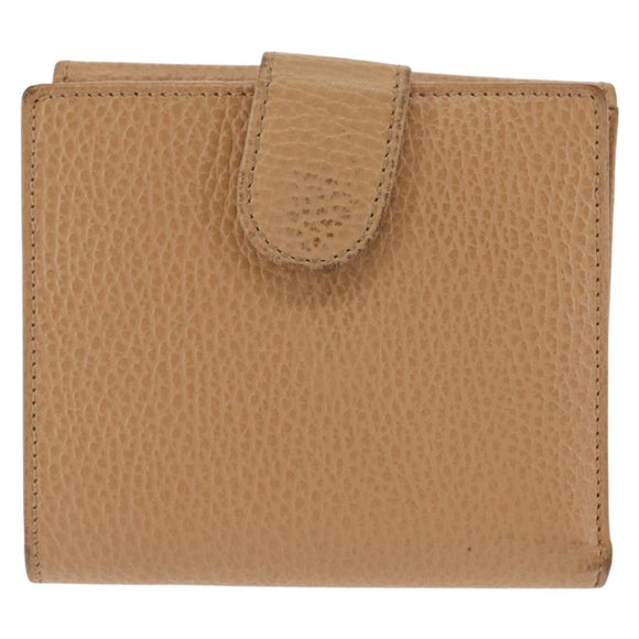 GUCCI Bifold Wallet Leather Outlet Beige Gold Beige 615525 Auth am9232