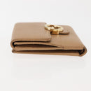 GUCCI Bifold Wallet Leather Outlet Beige Gold Beige 615525 Auth am9232-5
