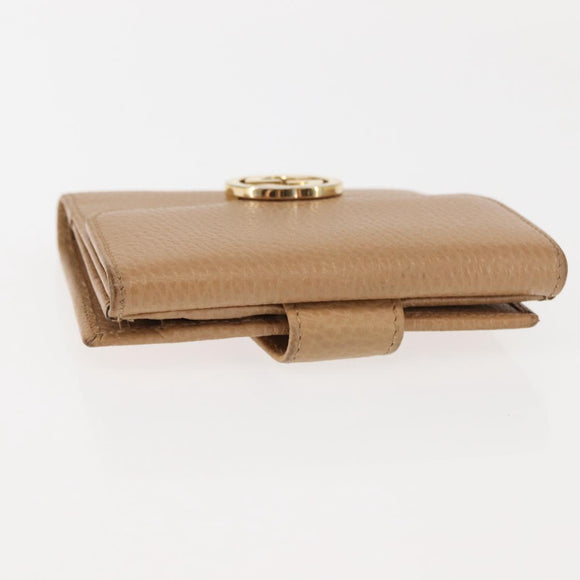 GUCCI Bifold Wallet Leather Outlet Beige Gold Beige 615525 Auth am9232
