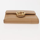 GUCCI Bifold Wallet Leather Outlet Beige Gold Beige 615525 Auth am9232-7