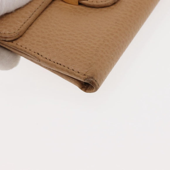 GUCCI Bifold Wallet Leather Outlet Beige Gold Beige 615525 Auth am9232