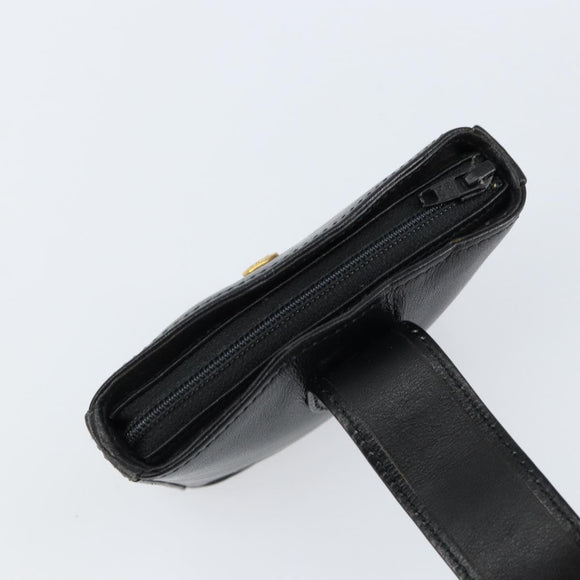 SAINT LAURENT Coin Purse Leather Black Auth am9233