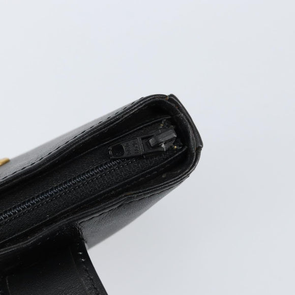 SAINT LAURENT Coin Purse Leather Black Auth am9233