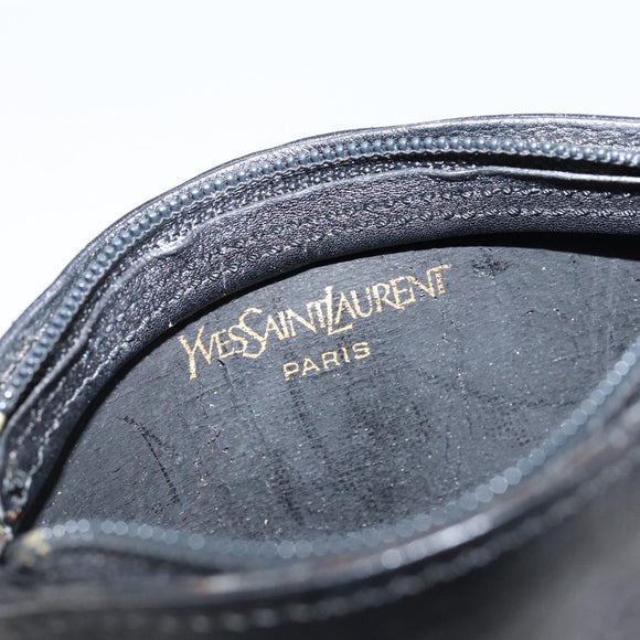 SAINT LAURENT Coin Purse Leather Black Auth am9233