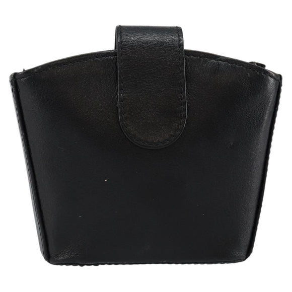SAINT LAURENT Coin Purse Leather Black Auth am9233