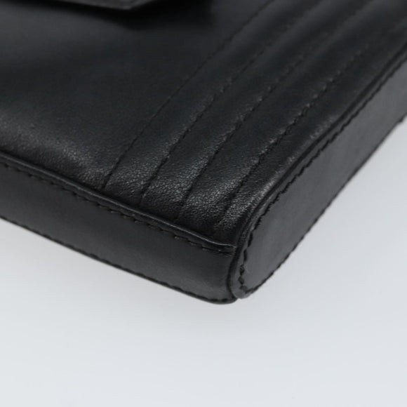 SAINT LAURENT Coin Purse Leather Black Auth am9233