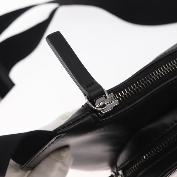 VERSACE Body Bag Leather Black Auth am9243