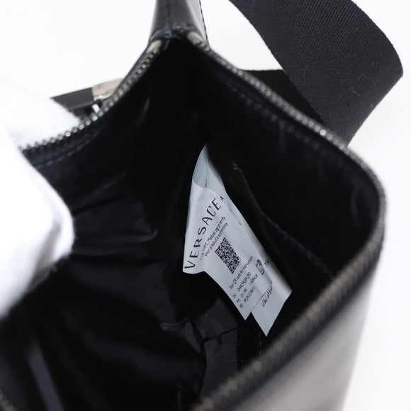 VERSACE Body Bag Leather Black Auth am9243