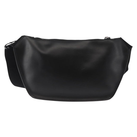 VERSACE Body Bag Leather Black Auth am9243