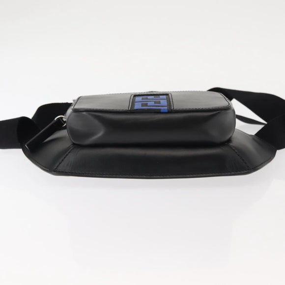 VERSACE Body Bag Leather Black Auth am9243