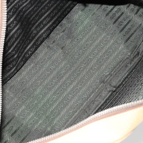 PRADA Shoulder Bag Leather Beige Silver Auth am9244