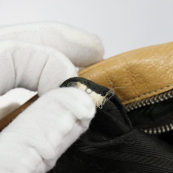 PRADA Shoulder Bag Leather Beige Silver Auth am9244