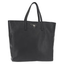 PRADA Tote Bag Safiano leather Black Silver Auth am9247-1