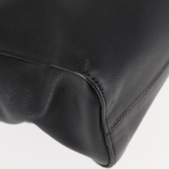 PRADA Tote Bag Safiano leather Black Silver Auth am9247