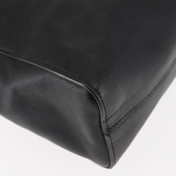PRADA Tote Bag Safiano leather Black Silver Auth am9247