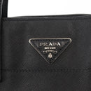 PRADA Tote Bag Safiano leather Black Silver Auth am9247-17