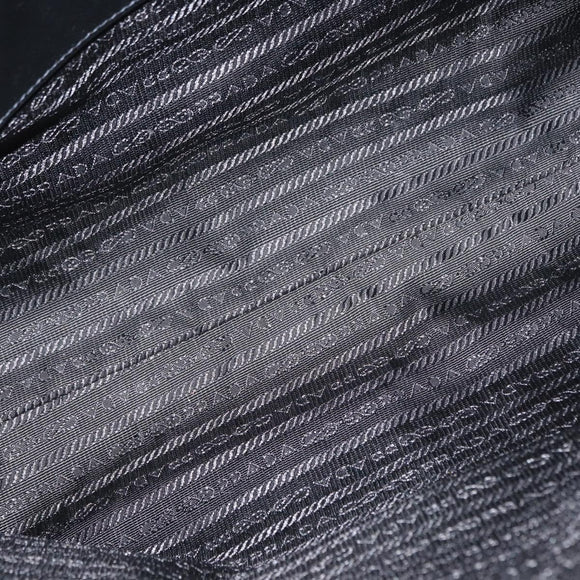 PRADA Tote Bag Safiano leather Black Silver Auth am9247